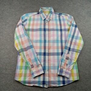 Gap Shirt Mens Medium Multicolor Check Standard Fit Button Front Long Sleeve